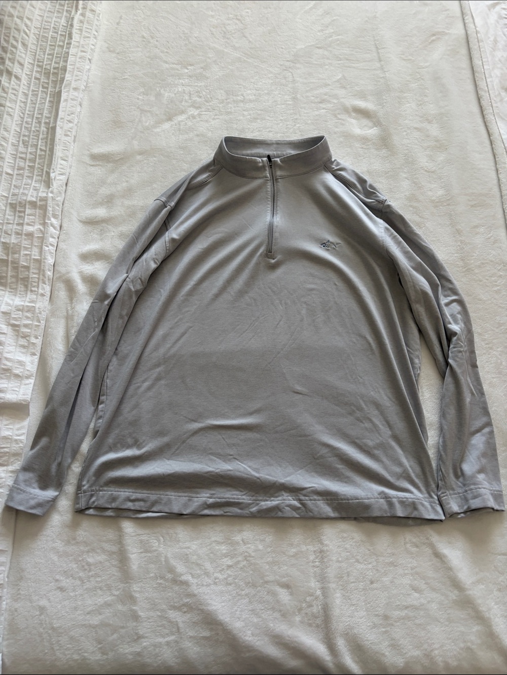 Greg Norman Light Gray Quarter-Zip Long Sleeve Pullover. Worn Incr
